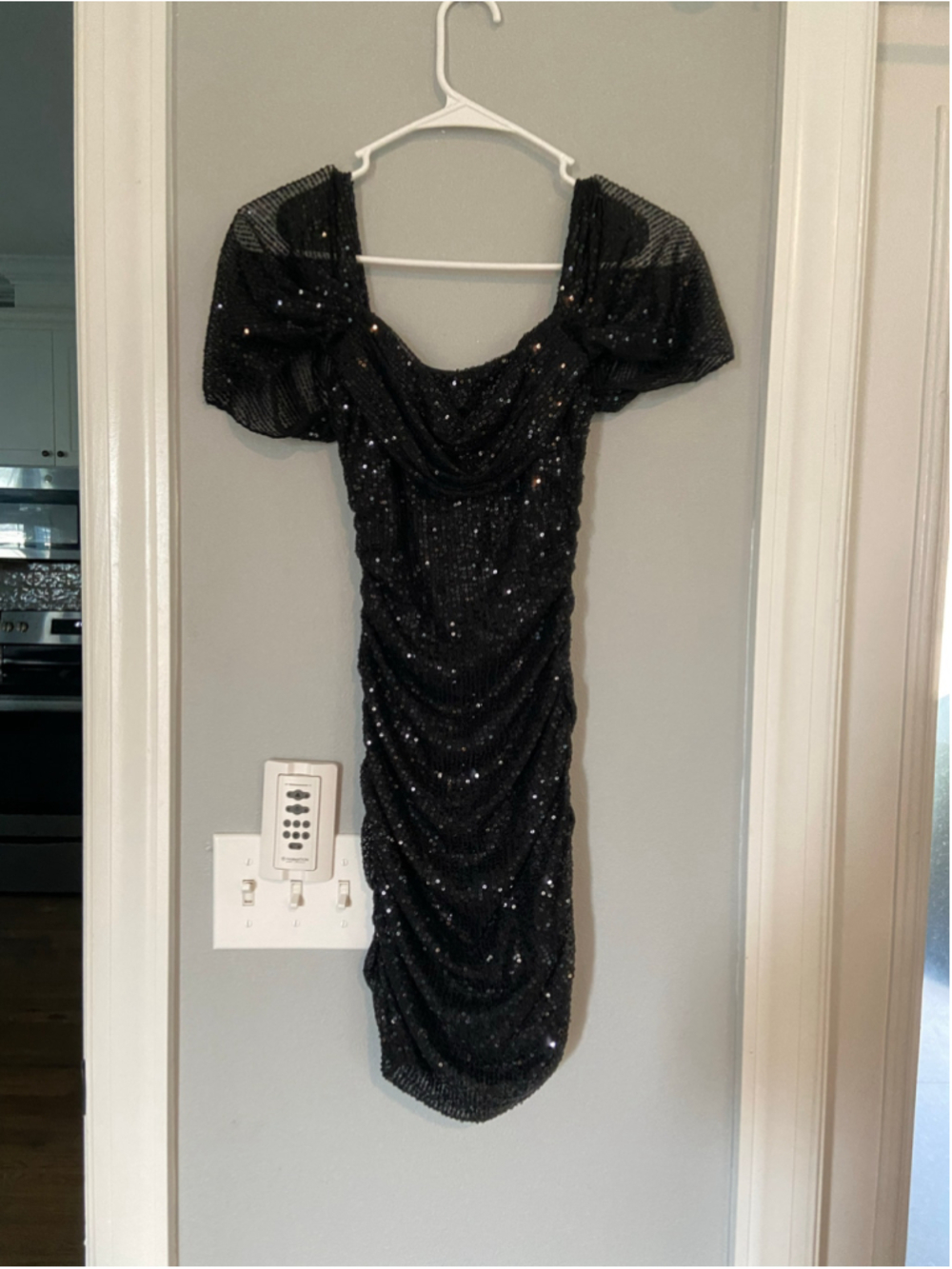 Stunning, black and silver sequin mini dress by hello Molly, Size 2 - Picture 2 of 5